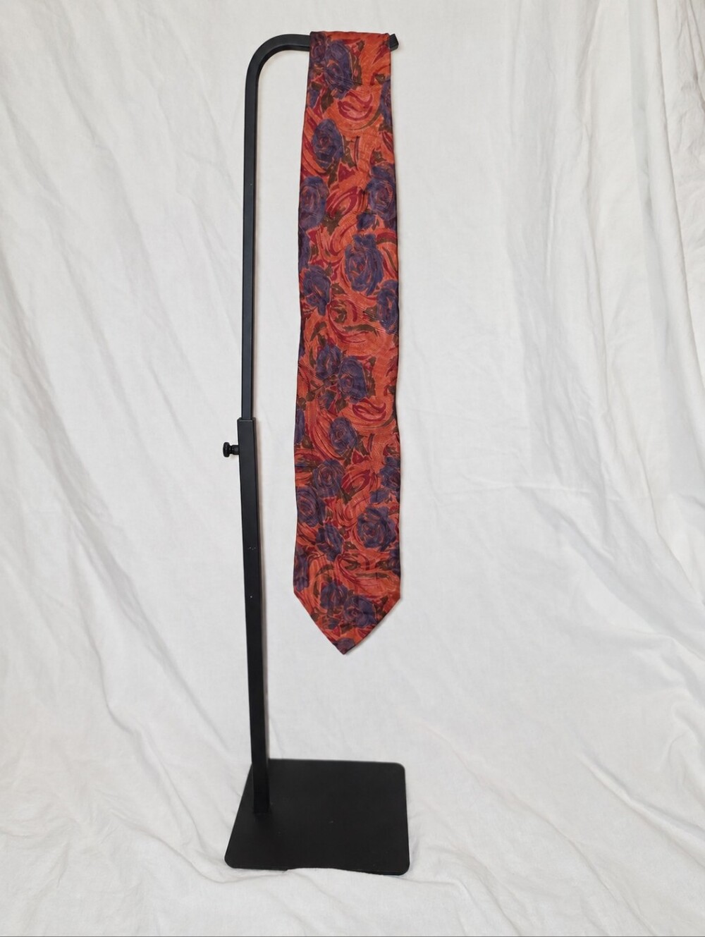 Gherardini Firenze Tie Rust Orange Purple Rose Floral Retro Necktie
